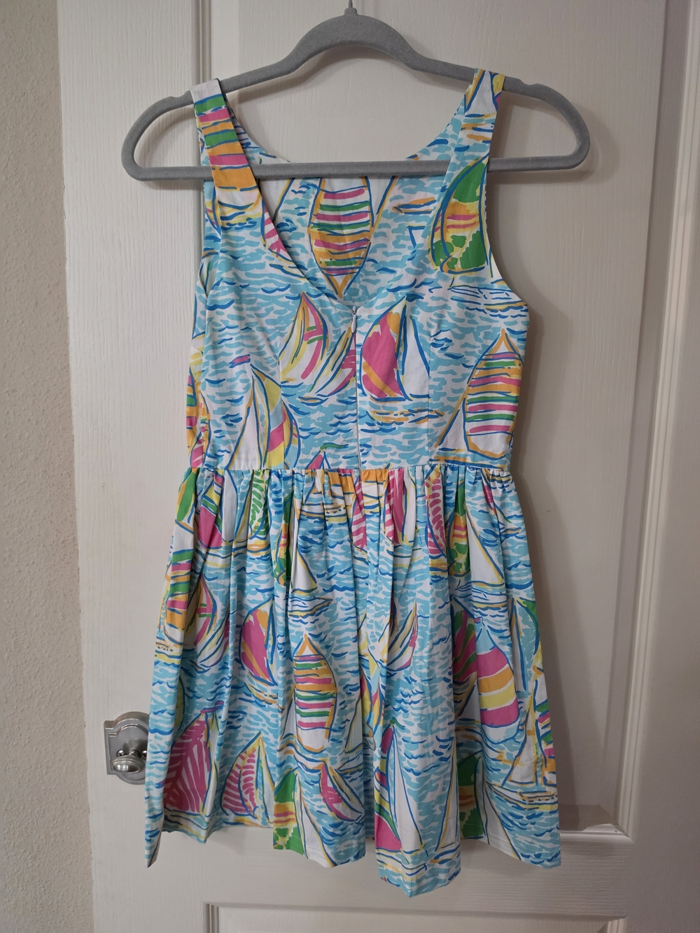 sparrow Blue Multicolor Sailboat Print Mini Dress